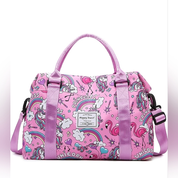 UNICORNS 🦄 & RAINBOWS 🌈 WEEKENDER BAG Waterproof Lightweight duffle bag. - Picture 3 of 4